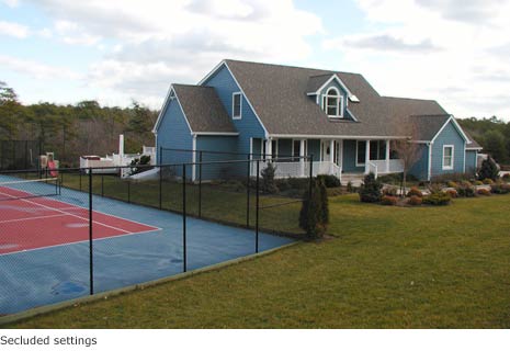22 Lakeside Lane, exterior view with tennis court